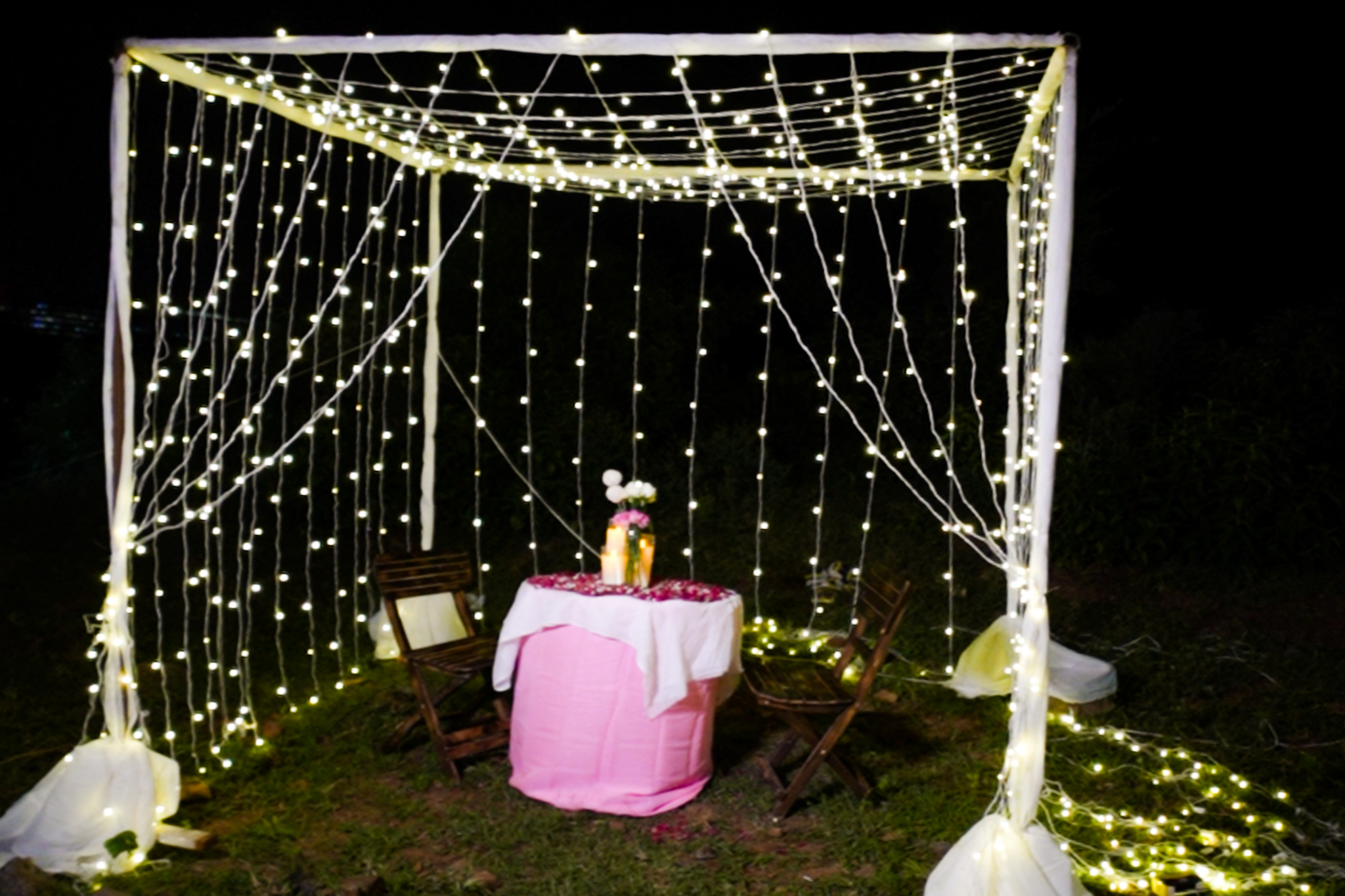 Heart of Lights Proposal Experience With Waterfall View