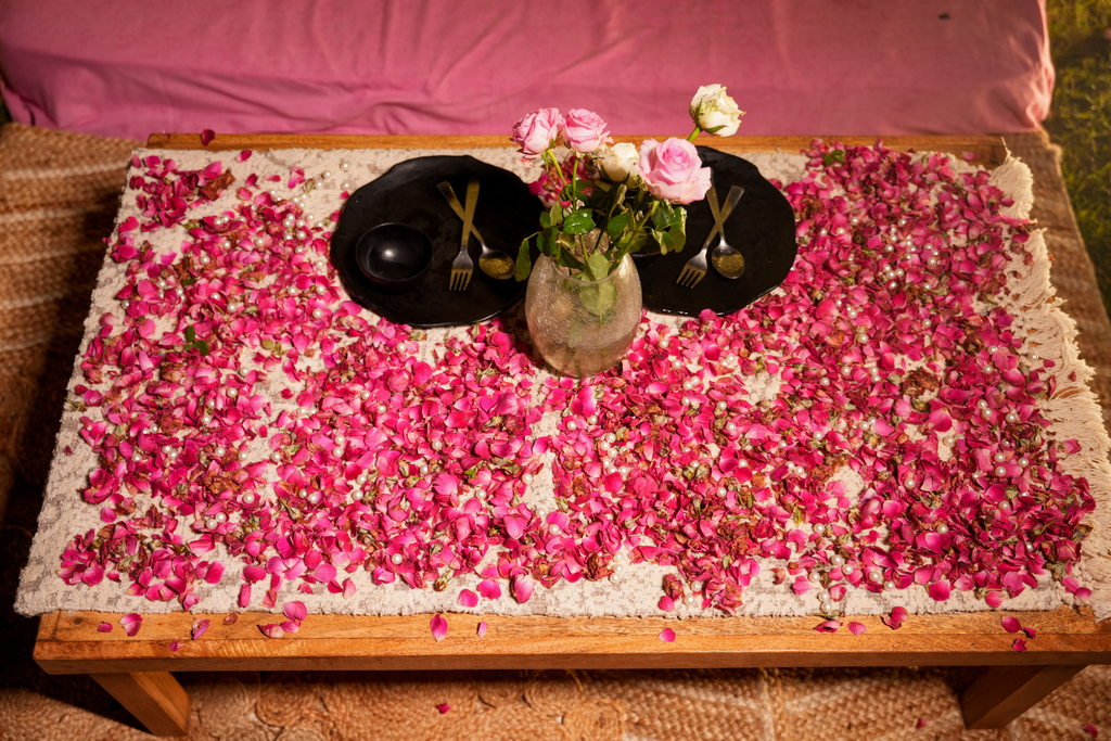 Romantic White Blossom Swing Cabana Dining