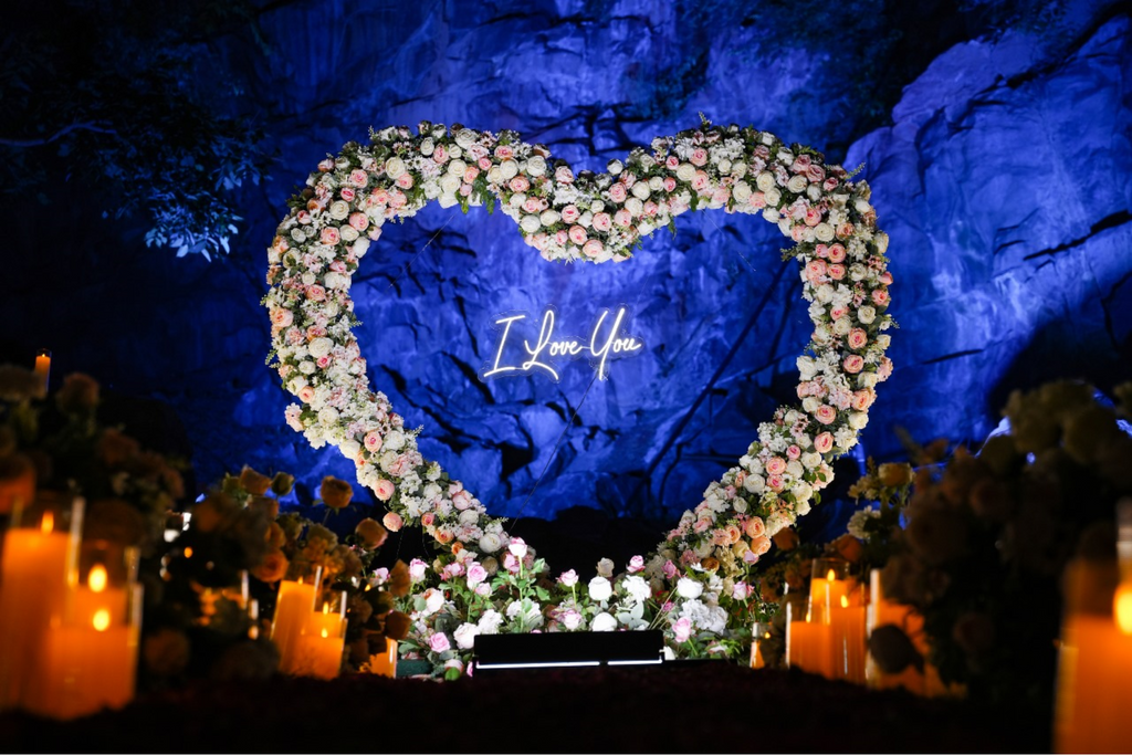 Heart of Lights Proposal Experience With Waterfall View