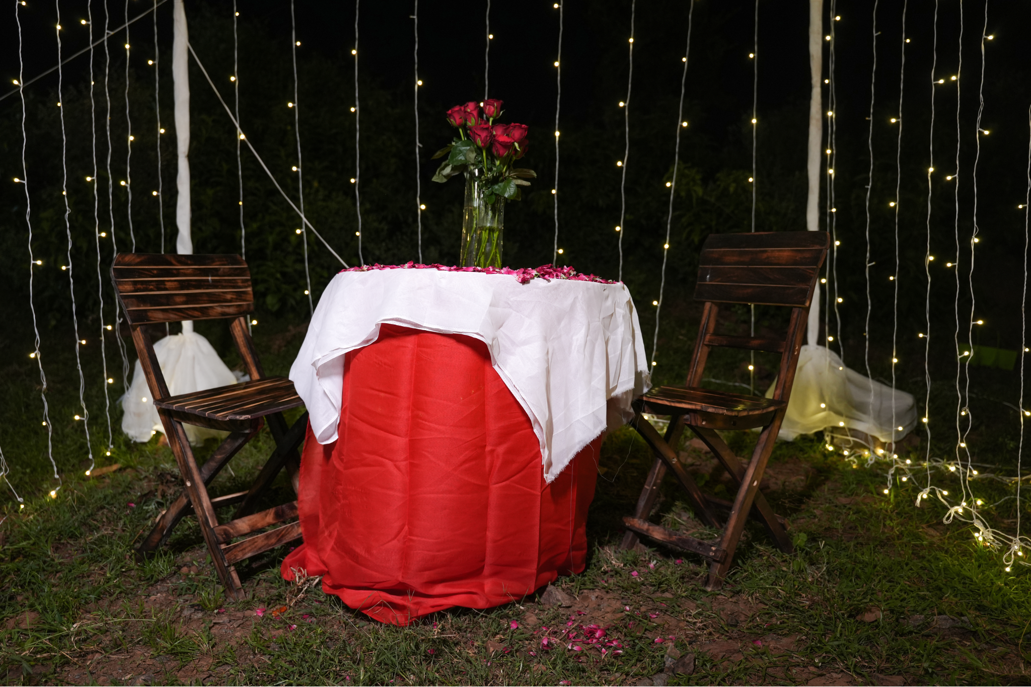 Romantic Movie Night Proposal With Waterfall View