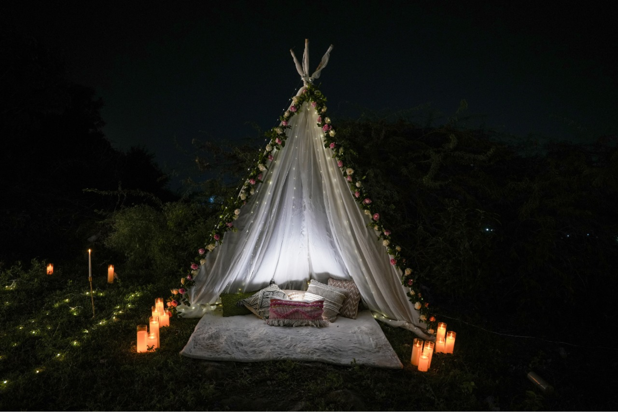 Heart of Lights Proposal Experience With Waterfall View