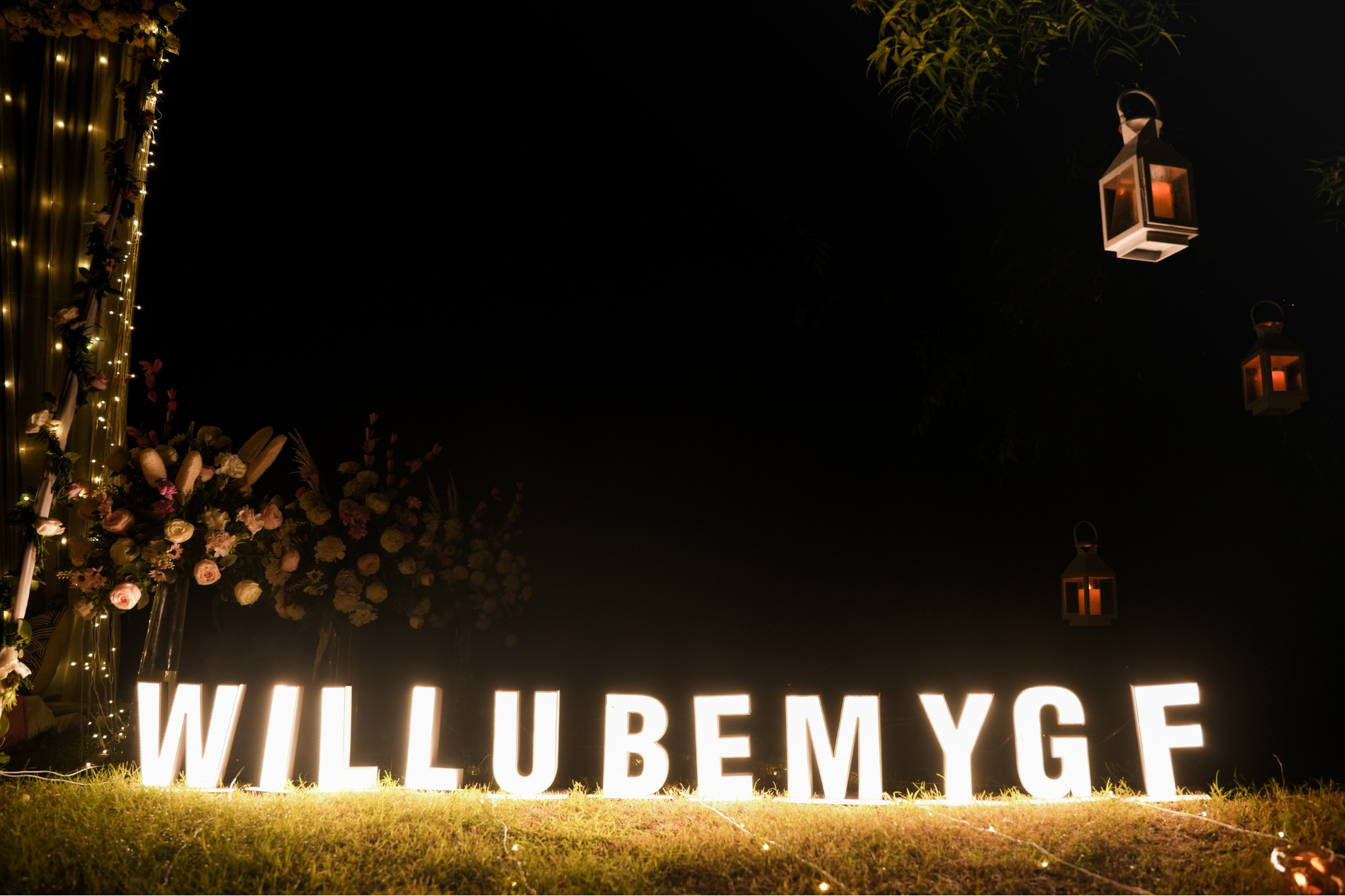 Romantic White Blossom Swing Cabana Dining