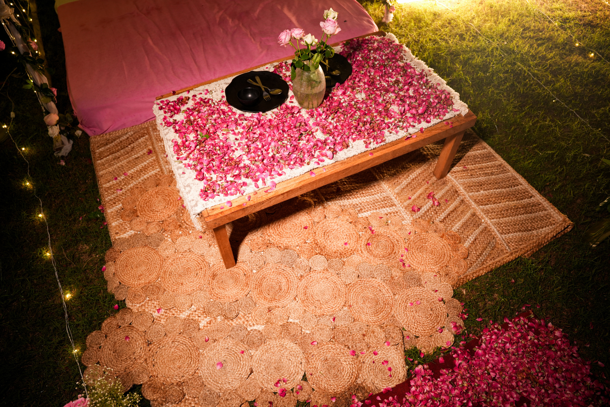 Romantic White Blossom Swing Cabana Dining