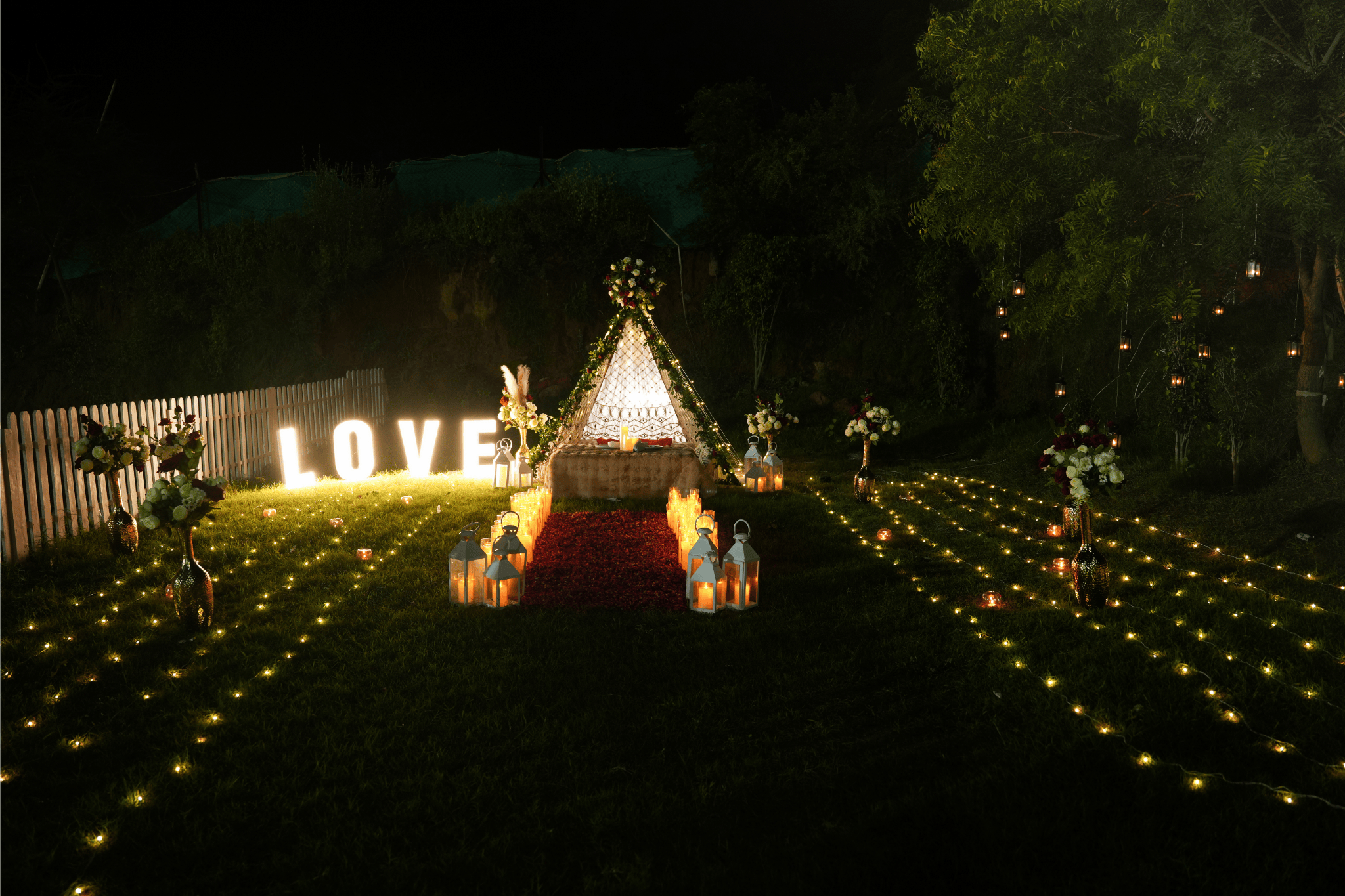 Starlit Fairy Light Canopy Private Dinner