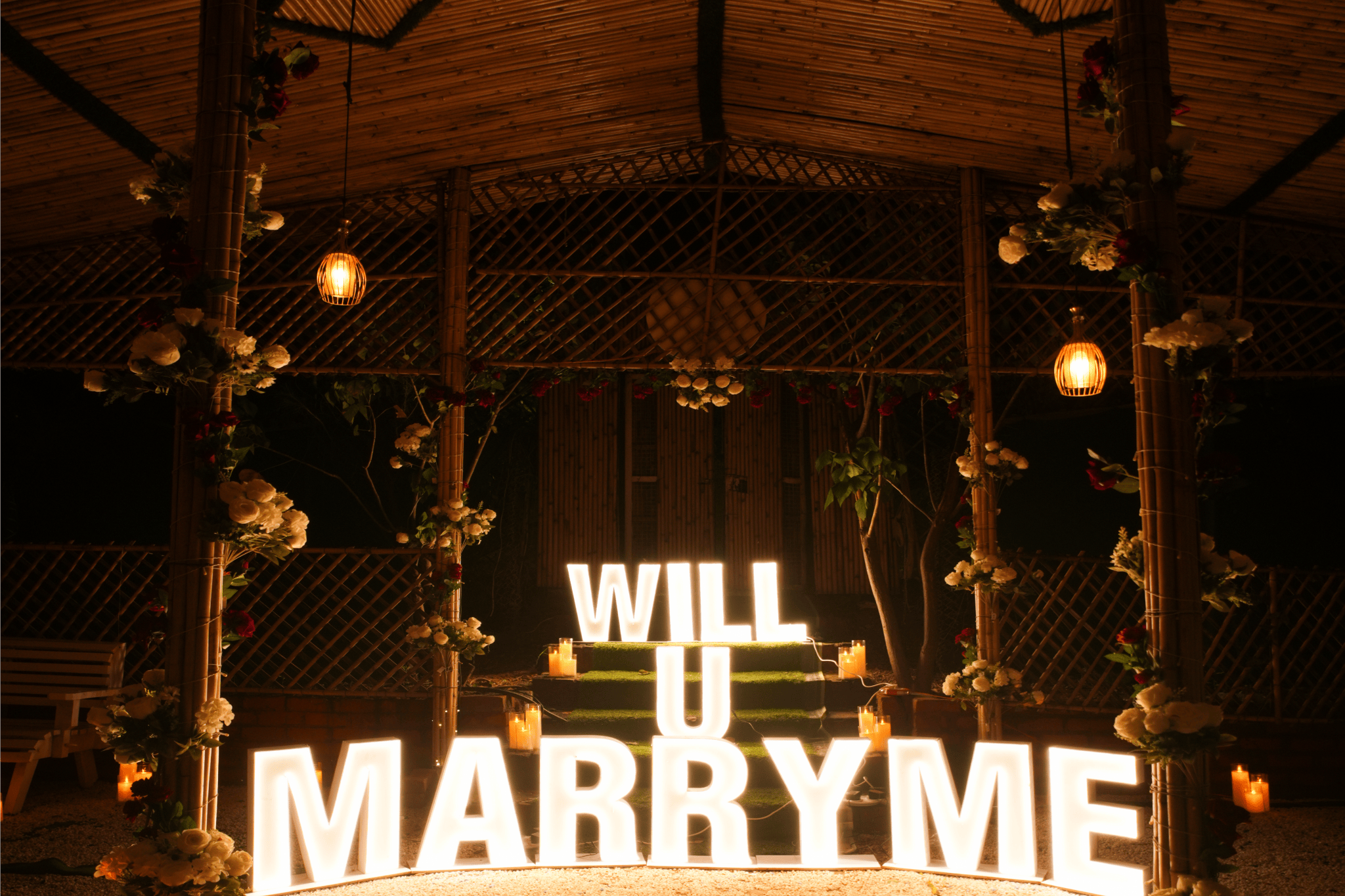 Lit ‘Will You Marry Me’ Cabana