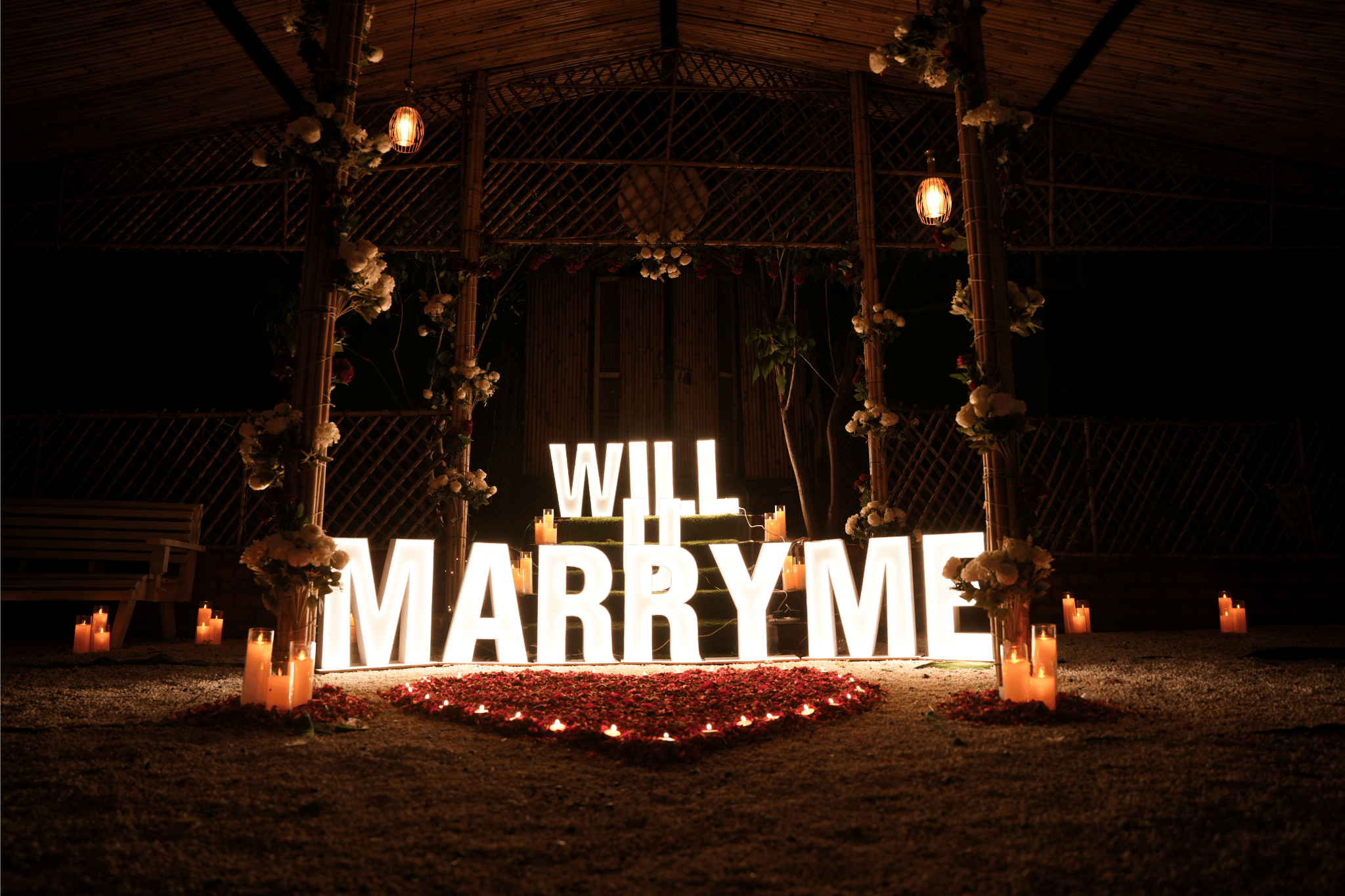 Lit ‘Will You Marry Me’ Cabana