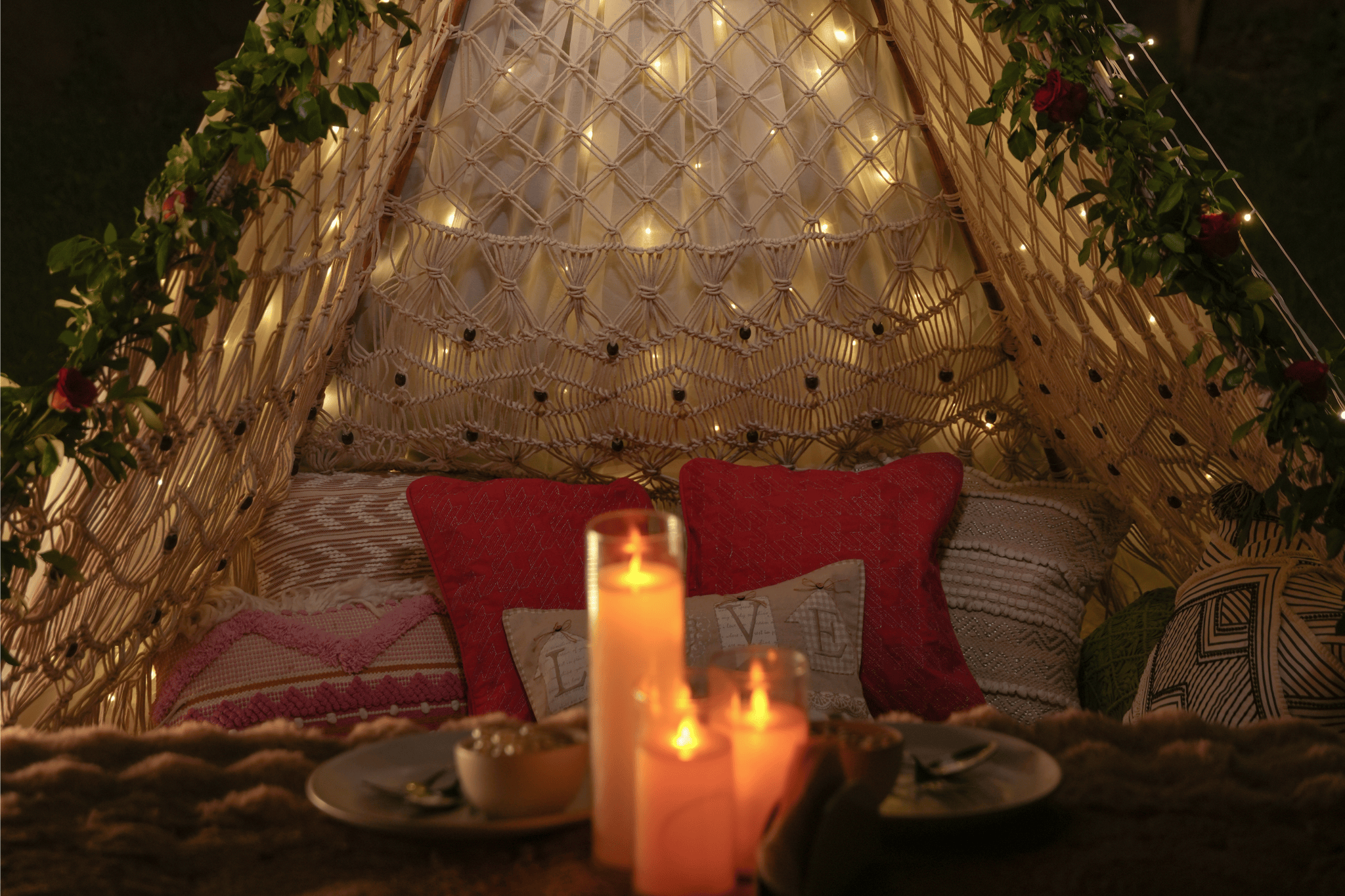 Starlit Fairy Light Canopy Private Dinner